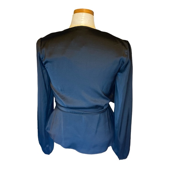 Black satin wrap blouse - Picture 2 of 2